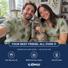 Friends in matching Women's Trimmed Tannenbaums Custom Cat Face Hawaiian Shirt — a group gift photo