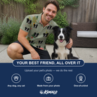 Friends in matching Men's Trimmed Tannenbaums Custom Dog Face Polo Shirt — a group gift photo