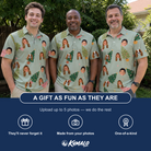 Friends in matching Men's Trimmed Tannenbaums Custom Face Polo Shirt — a group gift photo