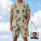 Man wearing Men's Trimmed Tannenbaums Custom Face Shirt & Shorts Set — custom faces printed all-over