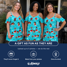 Friends in matching Women's Redcap Revelry Custom Face Off-Shoulder Dress — a group gift photo