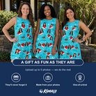 Friends in matching Women's Redcap Revelry Custom Face Tank Dress — a group gift photo