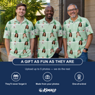 Friends in matching Men's Evergreen Extravaganza Custom Face Polo Shirt — a group gift photo