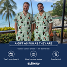 Friends in matching Men's Evergreen Extravaganza Custom Face Shirt & Shorts Set — a group gift photo