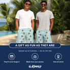 Friends in matching Men's Hat Trickery Custom Face Beach Shorts — a group gift photo
