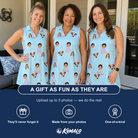 Friends in matching Women's Hat Trickery Custom Face V-Neck Dress — a group gift photo