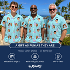 Friends in matching Men's Hat Trickery Custom Face Hawaiian Shirt — a group gift photo