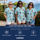 Friends in matching Women's Hat Trickery Custom Face Hawaiian Shirt — a group gift photo