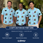 Friends in matching Men's Hat Trickery Custom Face Polo Shirt — a group gift photo