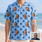 Man wearing Men's Ganache Guffaws Custom Face Hawaiian Shirt — custom faces printed all-over