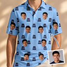 Man wearing Men's Ganache Guffaws Custom Face Polo Shirt — custom faces printed all-over