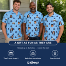Friends in matching Men's Ganache Guffaws Custom Face Polo Shirt — a group gift photo