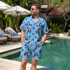 Real-life photo of someone wearing Men's Ganache Guffaws Custom Face Shirt & Shorts Set — custom faces printed all-over