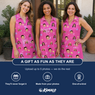 Friends in matching Women's Astro Applause Custom Face V-Neck Dress — a group gift photo