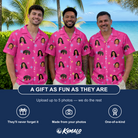 Friends in matching Men's Astro Applause Custom Face Hawaiian Shirt — a group gift photo