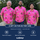 Friends in matching Men's Astro Applause Custom Face Polo Shirt — a group gift photo
