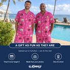 Friends in matching Men's Astro Applause Custom Face Shirt & Shorts Set — a group gift photo