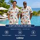 Friends in matching Men's Longevity Layers Custom Face Shirt & Shorts Set — a group gift photo