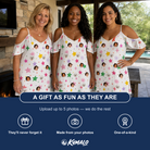 Friends in matching Women's Confetti Comets Custom Face Off-Shoulder Dress — a group gift photo