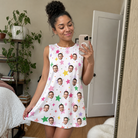 Real-life photo of someone wearing Women's Confetti Comets Custom Face Tank Dress — custom faces printed all-over