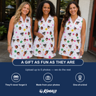 Friends in matching Women's Confetti Comets Custom Face V-Neck Dress — a group gift photo