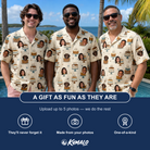 Friends in matching Men's Frosting Fanfare Custom Face Hawaiian Shirt — a group gift photo