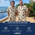 Friends in matching Men's Frosting Fanfare Custom Face Shirt & Shorts Set — a group gift photo