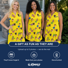 Friends in matching Women's Blowout Bonanza Custom Face V-Neck Dress — a group gift photo