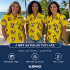 Friends in matching Women's Blowout Bonanza Custom Face Hawaiian Shirt — a group gift photo