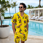 Real-life photo of someone wearing Men's Blowout Bonanza Custom Face Shirt & Shorts Set — custom faces printed all-over