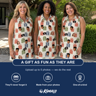 Friends in matching Women's Cheery Crates Custom Face V-Neck Dress — a group gift photo