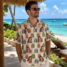 Real-life photo of someone wearing Men's Cheery Crates Custom Face Hawaiian Shirt — custom faces printed all-over