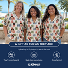 Friends in matching Women's Cheery Crates Custom Face Hawaiian Shirt — a group gift photo