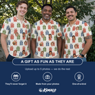 Friends in matching Men's Cheery Crates Custom Face Polo Shirt — a group gift photo