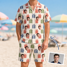 Man wearing Men's Cheery Crates Custom Face Shirt & Shorts Set — custom faces printed all-over