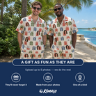 Friends in matching Men's Cheery Crates Custom Face Shirt & Shorts Set — a group gift photo