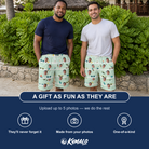 Friends in matching Men's Lens Liaisons Custom Face Beach Shorts — a group gift photo