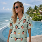 Real-life photo of someone wearing Women's Lens Liaisons Custom Face Hawaiian Shirt — custom faces printed all-over
