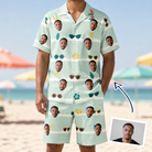 Man wearing Men's Lens Liaisons Custom Face Shirt & Shorts Set — custom faces printed all-over