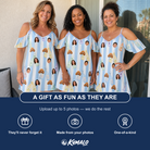 Friends in matching Women's Bottle Belles Custom Face Off-Shoulder Dress — a group gift photo