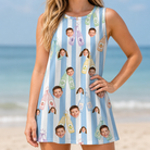 Model wearing Women's Bottle Belles Custom Face Tank Dress printed with kids' faces