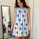Real-life photo of someone wearing Women's Bottle Belles Custom Face Tank Dress — custom faces printed all-over