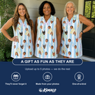 Friends in matching Women's Bottle Belles Custom Face V-Neck Dress — a group gift photo