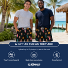 Friends in matching Men's Pour Decisions Custom Face Beach Shorts — a group gift photo