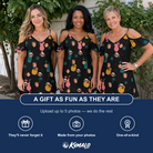 Friends in matching Women's Pour Decisions Custom Face Off-Shoulder Dress — a group gift photo