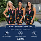 Friends in matching Women's Pour Decisions Custom Face V-Neck Dress — a group gift photo