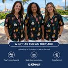 Friends in matching Women's Pour Decisions Custom Face Hawaiian Shirt — a group gift photo
