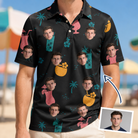 Man wearing Men's Pour Decisions Custom Face Polo Shirt — custom faces printed all-over