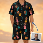 Man wearing Men's Pour Decisions Custom Face Shirt & Shorts Set — custom faces printed all-over