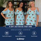 Friends in matching Women's Festoon Fling Custom Face Off-Shoulder Dress — a group gift photo